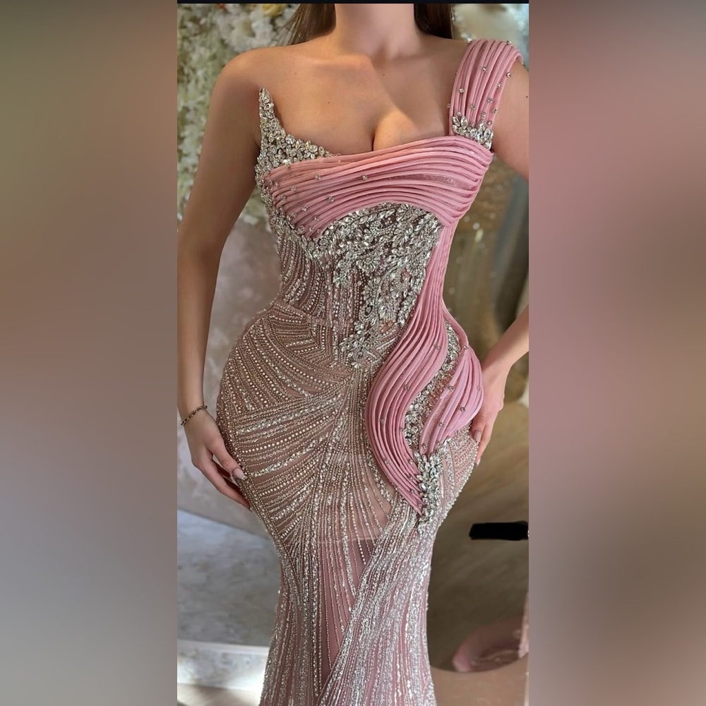 Custom made Pink and Silver Embellished Gown Dress from kosovo